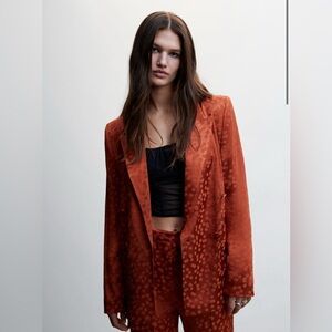 Mango Satin Printed Blazer M